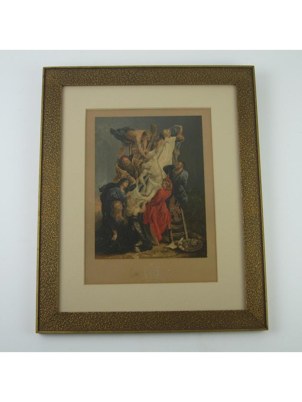 Antique Print Jesus Descent from the Cross Peter Paul Rubens Religious G. Baxter